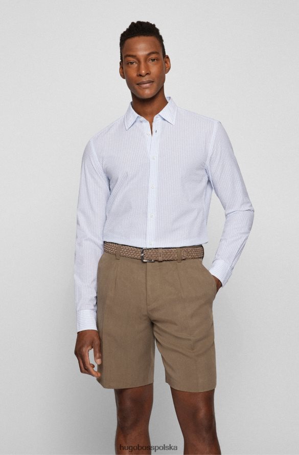 Hugo Boss Hugo biała koszula o dopasowanym kroju w paski z czystej bawełny biały R0X0H64108