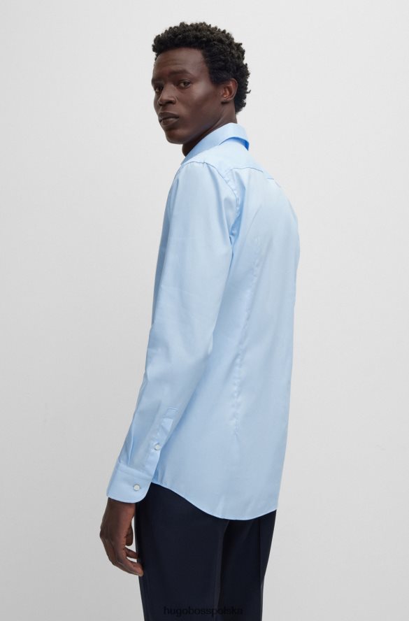 Hugo Boss Jasnoniebieska koszula hugo o dopasowanym kroju z łatwej w prasowaniu bawełnianej popeliny jasny niebieski R0X0H63089