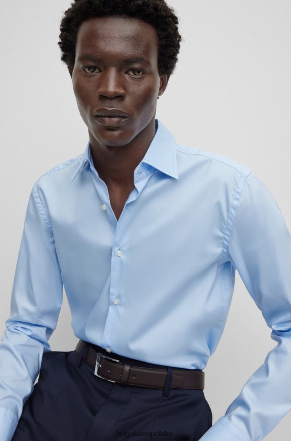 Hugo Boss Jasnoniebieska koszula hugo o dopasowanym kroju z łatwej w prasowaniu bawełnianej popeliny jasny niebieski R0X0H63089