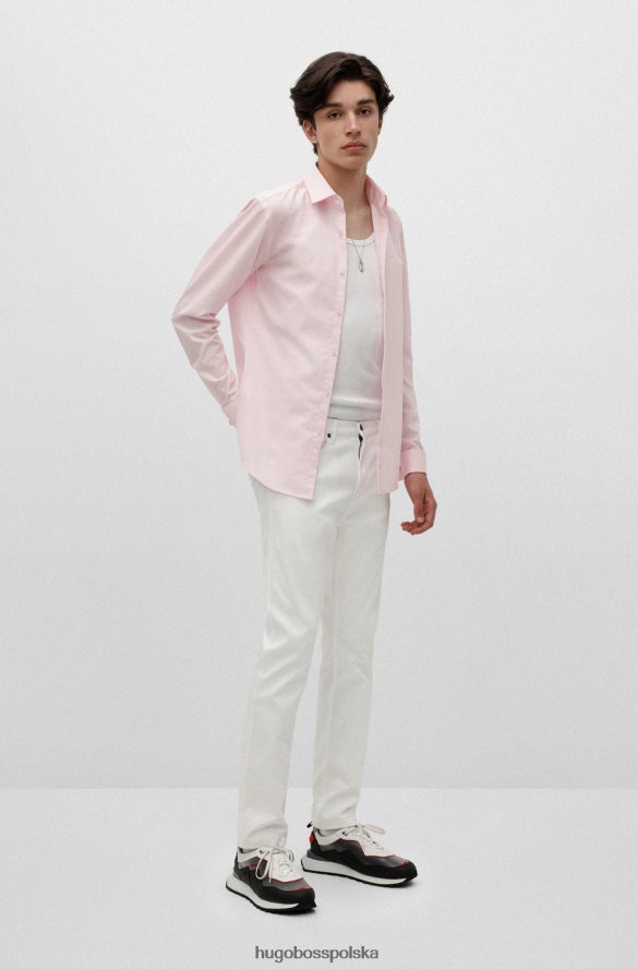 Hugo Boss Jasnoróżowa koszula hugo slim fit z łatwej w prasowaniu bawełnianej popeliny jasnoróżowy R0X0H64101