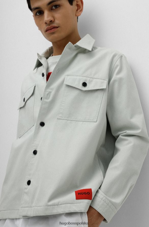 Hugo Boss Jasnozielona koszula oversize hugo z bawełny organicznej z metką z logo jasnozielony R0X0H64463