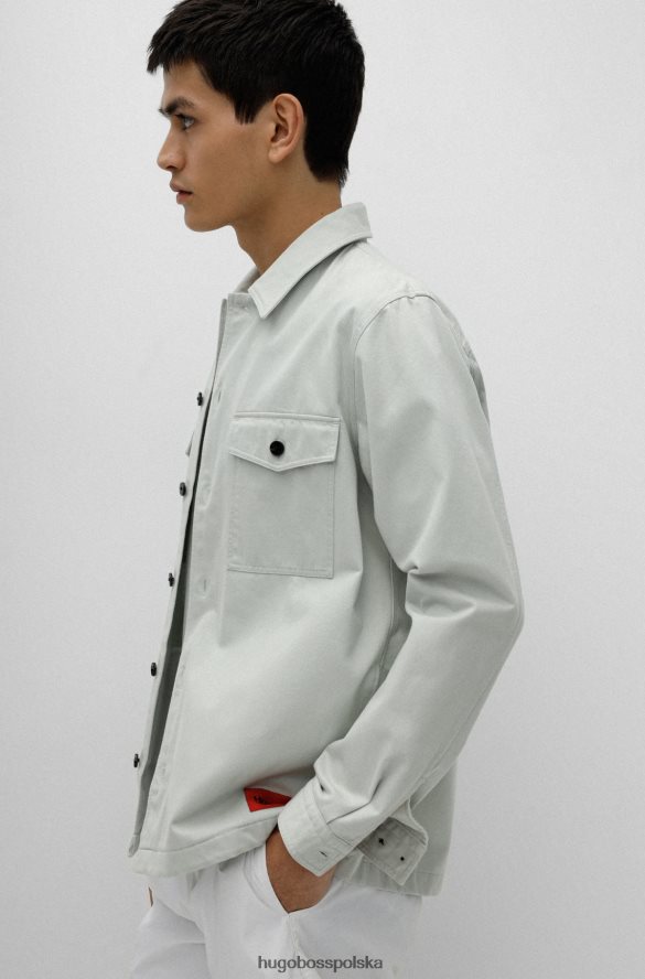 Hugo Boss Jasnozielona koszula oversize hugo z bawełny organicznej z metką z logo jasnozielony R0X0H64463