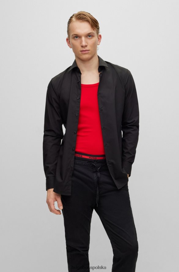 Hugo Boss Koszula Hugo o dopasowanym kroju z łatwej w prasowaniu bawełnianej popeliny w kolorze czarnym czarny R0X0H62104