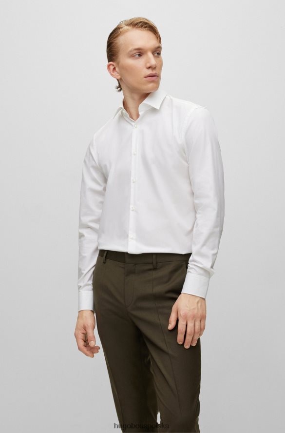 Hugo Boss Koszula Hugo o dopasowanym kroju z białej bawełnianej popeliny łatwej w prasowaniu biały R0X0H62109
