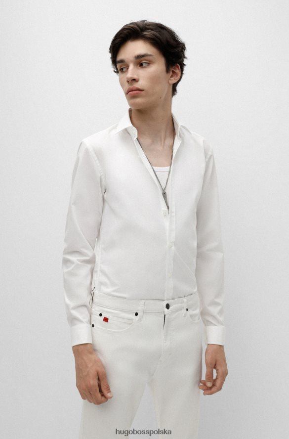 Hugo Boss Koszula Hugo o dopasowanym kroju z białej bawełnianej popeliny łatwej w prasowaniu biały R0X0H64103