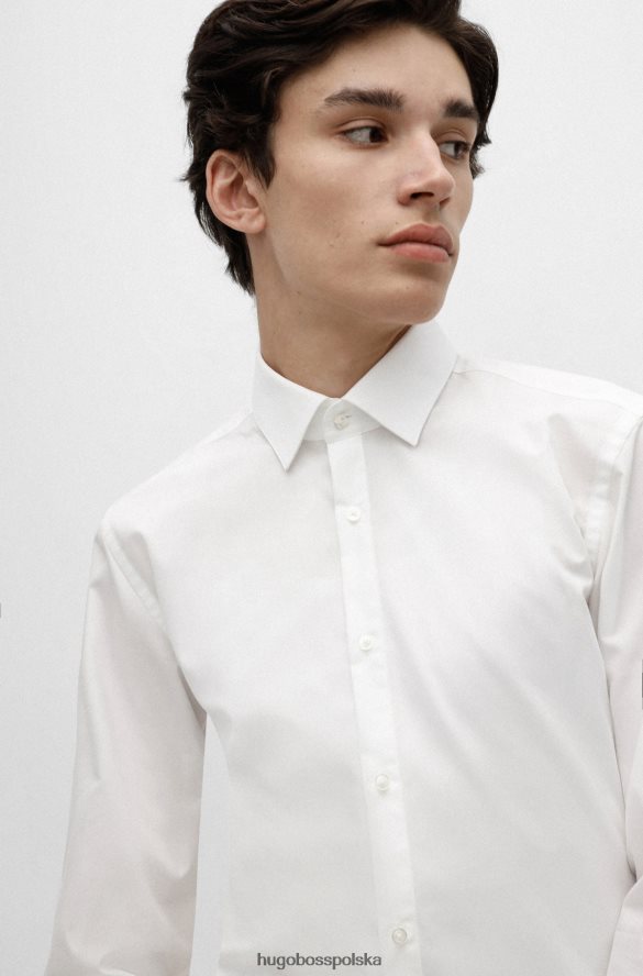 Hugo Boss Koszula Hugo o dopasowanym kroju z białej bawełnianej popeliny łatwej w prasowaniu biały R0X0H64103