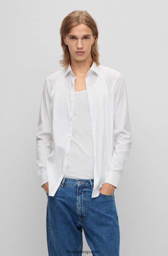 Hugo Boss Koszula Hugo o dopasowanym kroju z białej popeliny z domieszką bawełny biały R0X0H63098