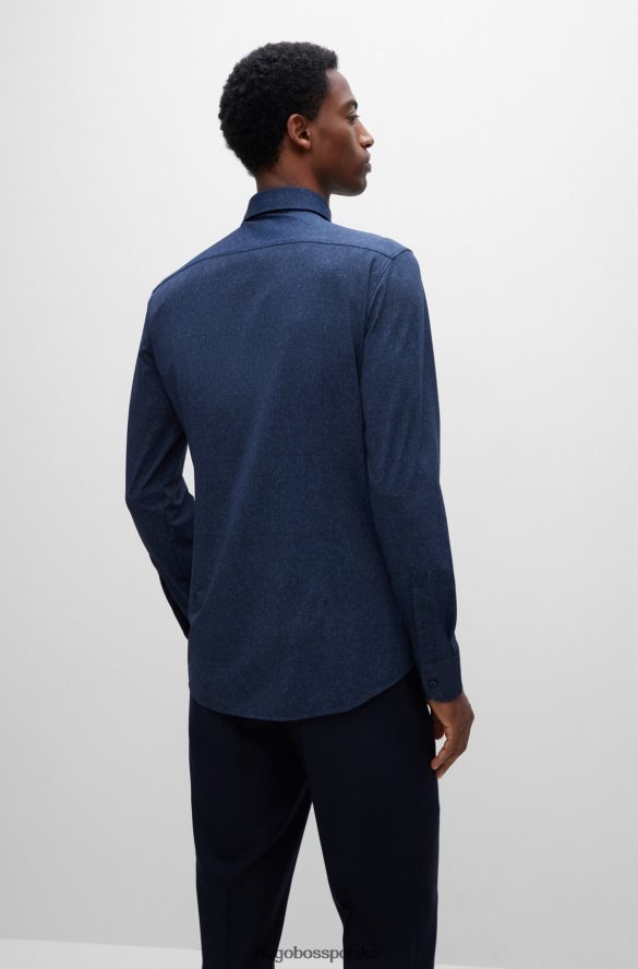 Hugo Boss Koszula Hugo o dopasowanym kroju z ciemnoniebieskiej, elastycznej dzianiny inspirowanej jeansem ciemny niebieski R0X0H63129