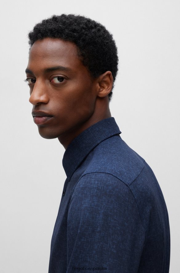 Hugo Boss Koszula Hugo o dopasowanym kroju z ciemnoniebieskiej, elastycznej dzianiny inspirowanej jeansem ciemny niebieski R0X0H63129