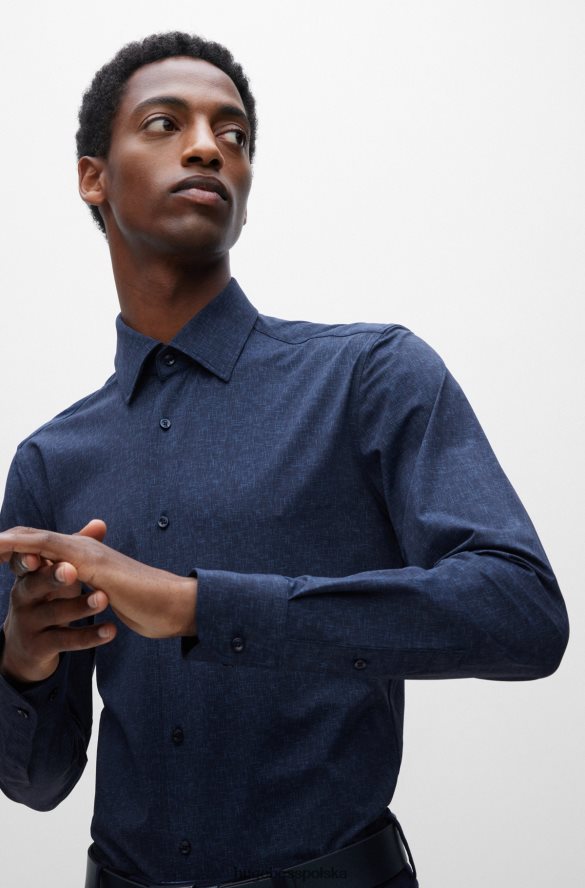 Hugo Boss Koszula Hugo o dopasowanym kroju z ciemnoniebieskiej, elastycznej dzianiny inspirowanej jeansem ciemny niebieski R0X0H63129