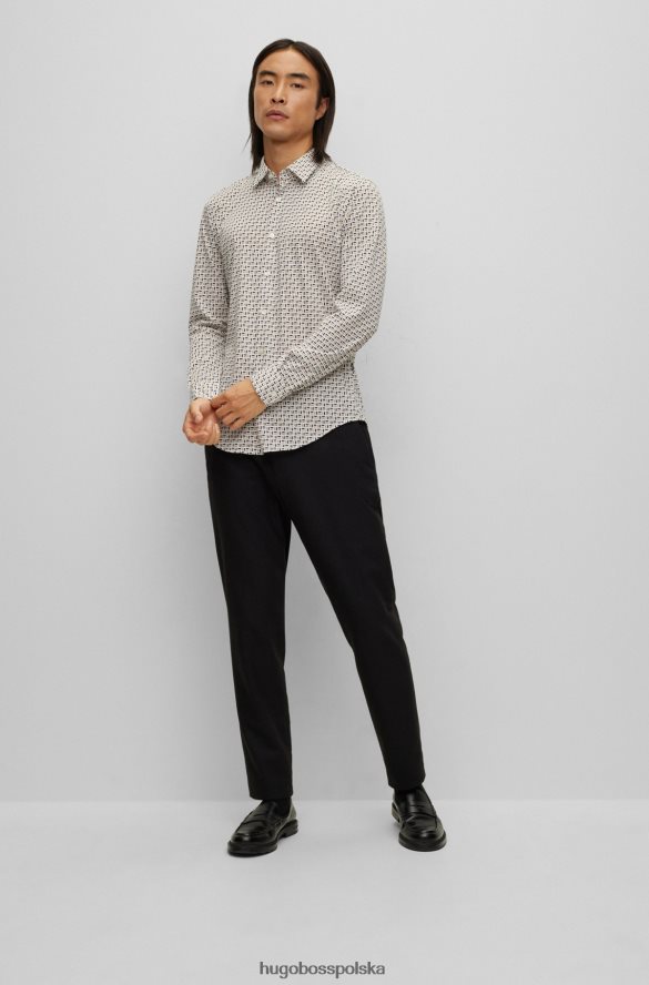 Hugo Boss Koszula Hugo o dopasowanym kroju z drukowanej tkaniny o elastycznym splocie w kolorze beżowym beżowy R0X0H62980
