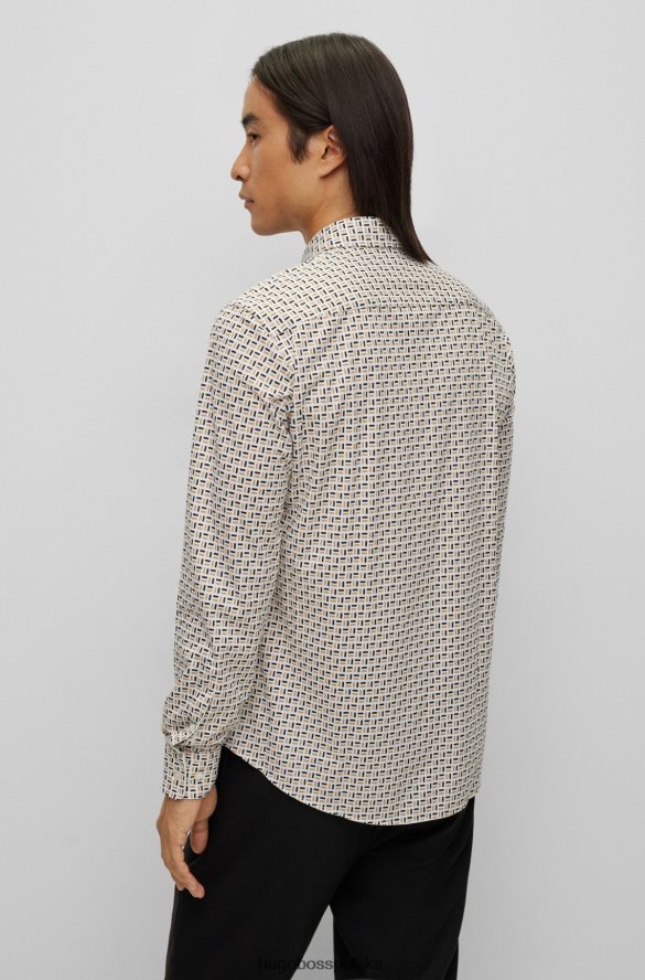 Hugo Boss Koszula Hugo o dopasowanym kroju z drukowanej tkaniny o elastycznym splocie w kolorze beżowym beżowy R0X0H62980