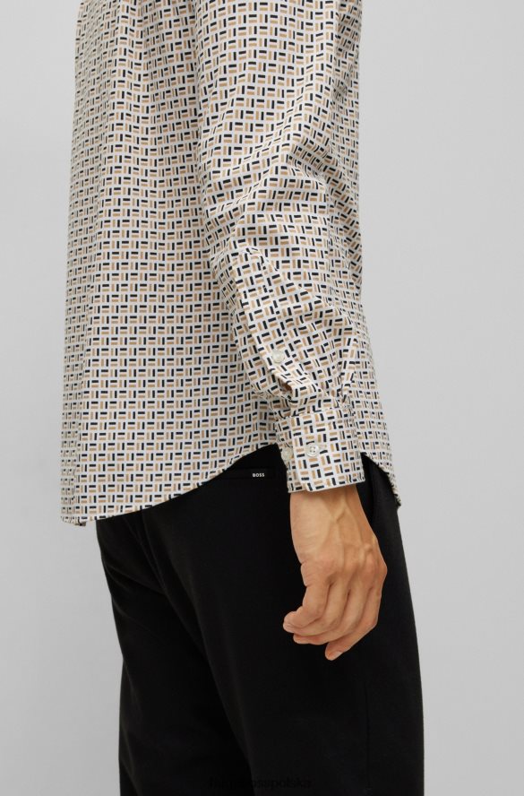 Hugo Boss Koszula Hugo o dopasowanym kroju z drukowanej tkaniny o elastycznym splocie w kolorze beżowym beżowy R0X0H62980