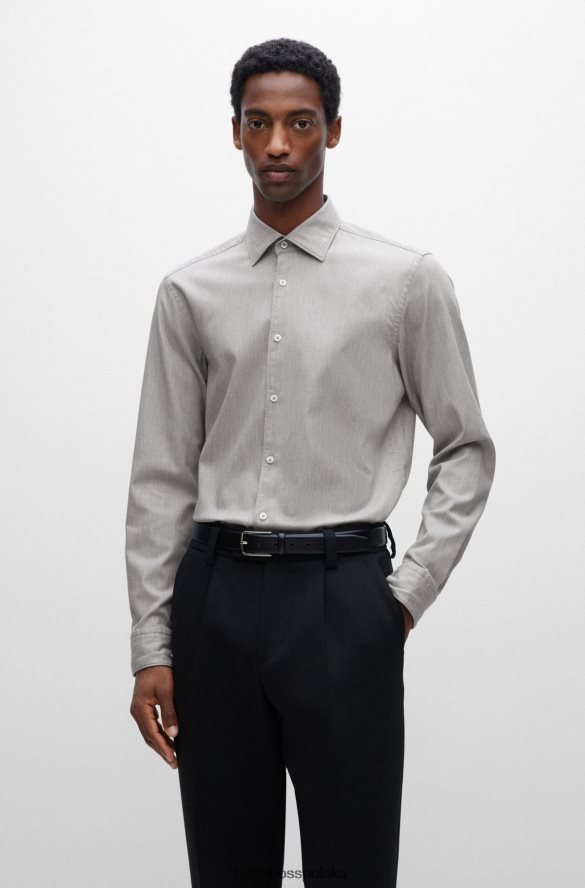 Hugo Boss Koszula Hugo o dopasowanym kroju z szarej, elastycznej bawełny o mikrostrukturze szary R0X0H63064