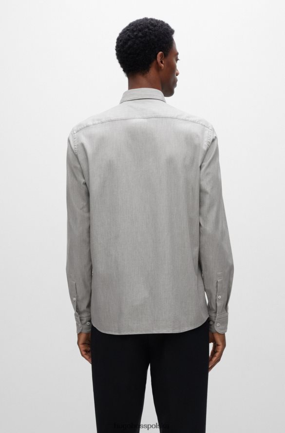 Hugo Boss Koszula Hugo o dopasowanym kroju z szarej, elastycznej bawełny o mikrostrukturze szary R0X0H63064