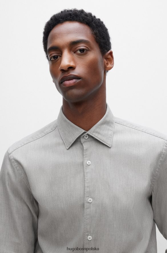 Hugo Boss Koszula Hugo o dopasowanym kroju z szarej, elastycznej bawełny o mikrostrukturze szary R0X0H63064