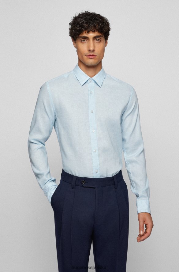 Hugo Boss Koszula Hugo o dopasowanym kroju ze spranego, elastycznego lnu w kolorze jasnoniebieskim jasny niebieski R0X0H62524