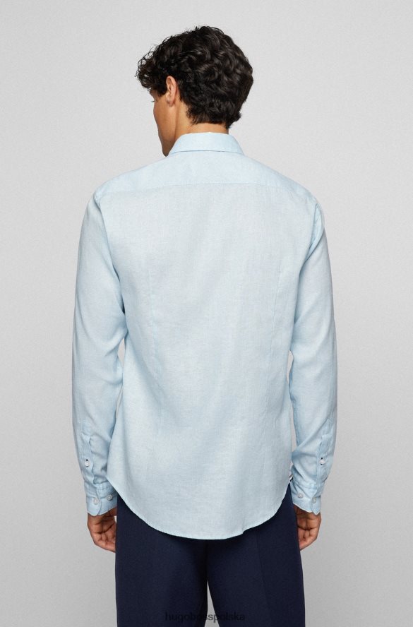 Hugo Boss Koszula Hugo o dopasowanym kroju ze spranego, elastycznego lnu w kolorze jasnoniebieskim jasny niebieski R0X0H62524