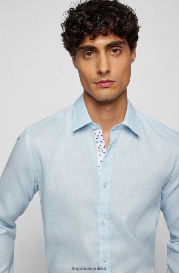 Hugo Boss Koszula Hugo o dopasowanym kroju ze spranego, elastycznego lnu w kolorze jasnoniebieskim jasny niebieski R0X0H62524