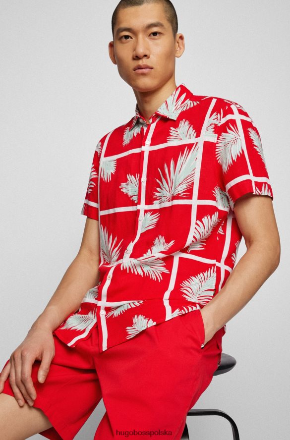 Hugo Boss Koszula Hugo o regularnym kroju, w kolorze płóciennym z domieszką lnu, w kolorze dłoni, w kolorze czerwonym czerwony R0X0H63877