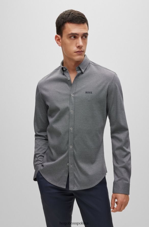 Hugo Boss Koszula Hugo o regularnym kroju z bawełnianej piki z szarym logo szary R0X0H62221