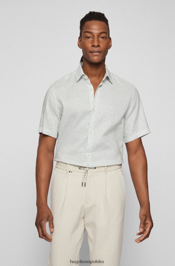 Hugo Boss Koszula Hugo o regularnym kroju z drukowanego, elastycznego lnu w kolorze chambray w kolorze jasnozielonym jasnozielony R0X0H62310
