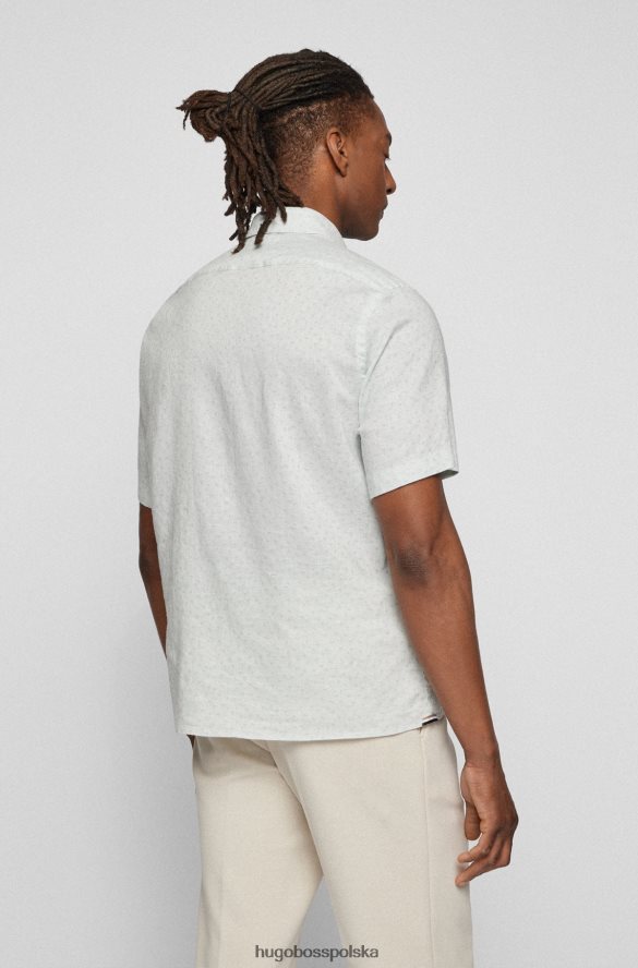 Hugo Boss Koszula Hugo o regularnym kroju z drukowanego, elastycznego lnu w kolorze chambray w kolorze jasnozielonym jasnozielony R0X0H62310