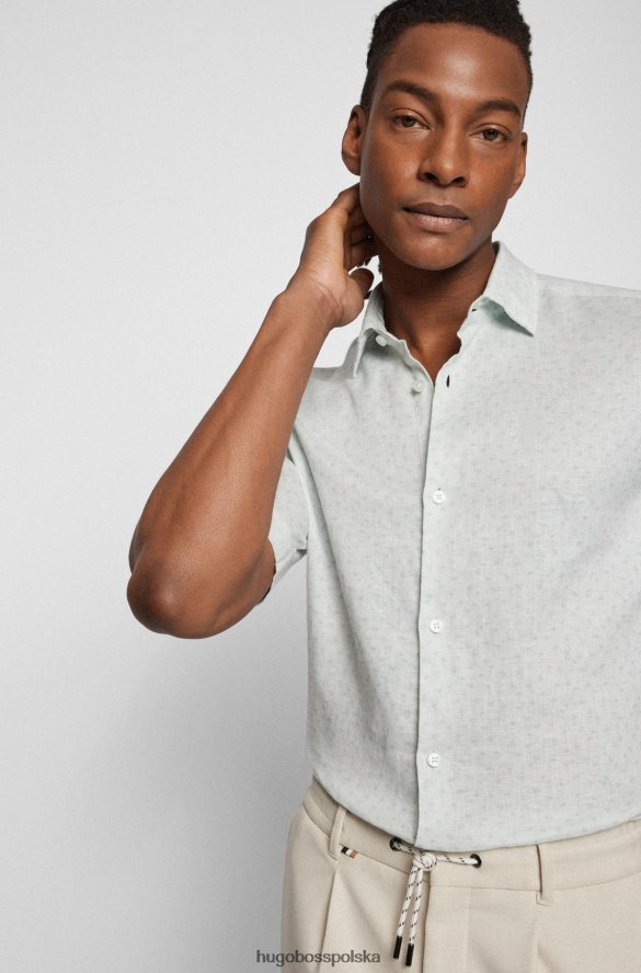 Hugo Boss Koszula Hugo o regularnym kroju z drukowanego, elastycznego lnu w kolorze chambray w kolorze jasnozielonym jasnozielony R0X0H62310