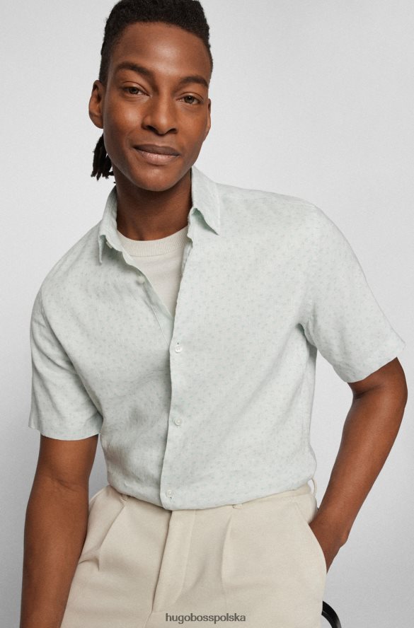 Hugo Boss Koszula Hugo o regularnym kroju z drukowanego, elastycznego lnu w kolorze chambray w kolorze jasnozielonym jasnozielony R0X0H62310