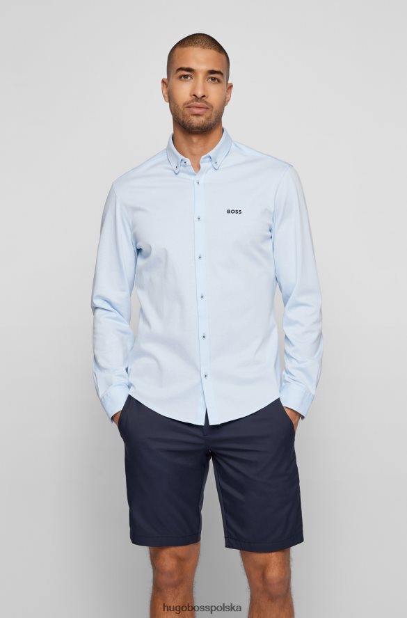 Hugo Boss Koszula dżersejowa o regularnym kroju z kołnierzykiem zapinanym na guziki hugo jasnoniebieska jasny niebieski R0X0H64082