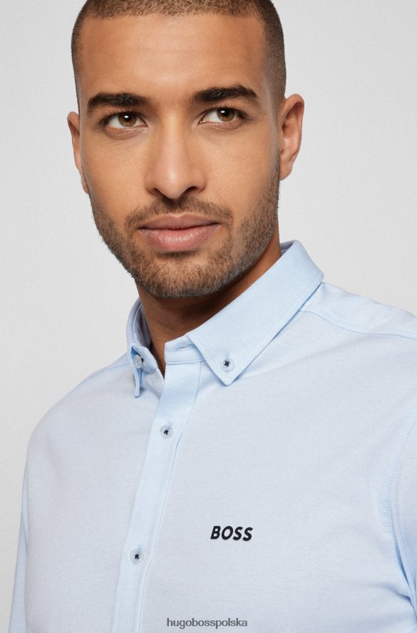 Hugo Boss Koszula dżersejowa o regularnym kroju z kołnierzykiem zapinanym na guziki hugo jasnoniebieska jasny niebieski R0X0H64082