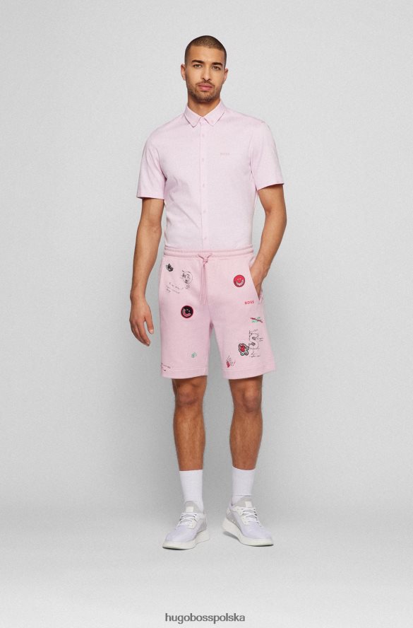 Hugo Boss Koszula dżersejowa o regularnym kroju z kołnierzykiem zapinanym na guziki w kolorze jasnoróżowym hugo jasnoróżowy R0X0H61888