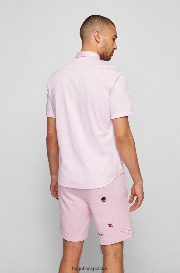 Hugo Boss Koszula dżersejowa o regularnym kroju z kołnierzykiem zapinanym na guziki w kolorze jasnoróżowym hugo jasnoróżowy R0X0H61888