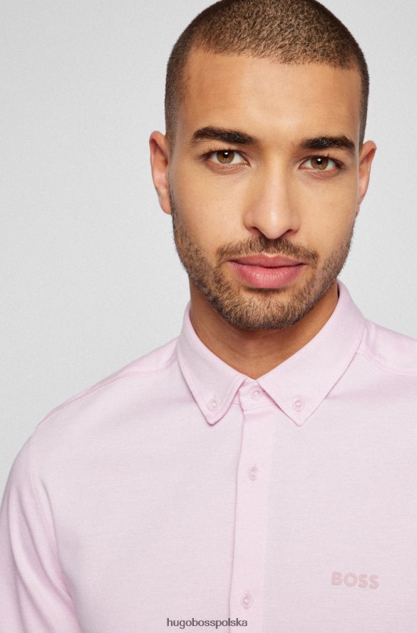 Hugo Boss Koszula dżersejowa o regularnym kroju z kołnierzykiem zapinanym na guziki w kolorze jasnoróżowym hugo jasnoróżowy R0X0H61888
