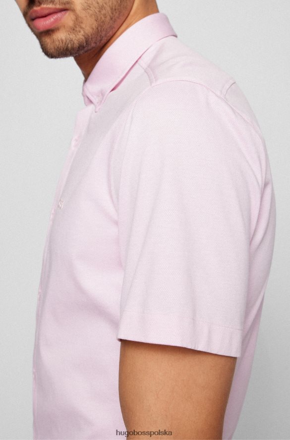 Hugo Boss Koszula dżersejowa o regularnym kroju z kołnierzykiem zapinanym na guziki w kolorze jasnoróżowym hugo jasnoróżowy R0X0H61888
