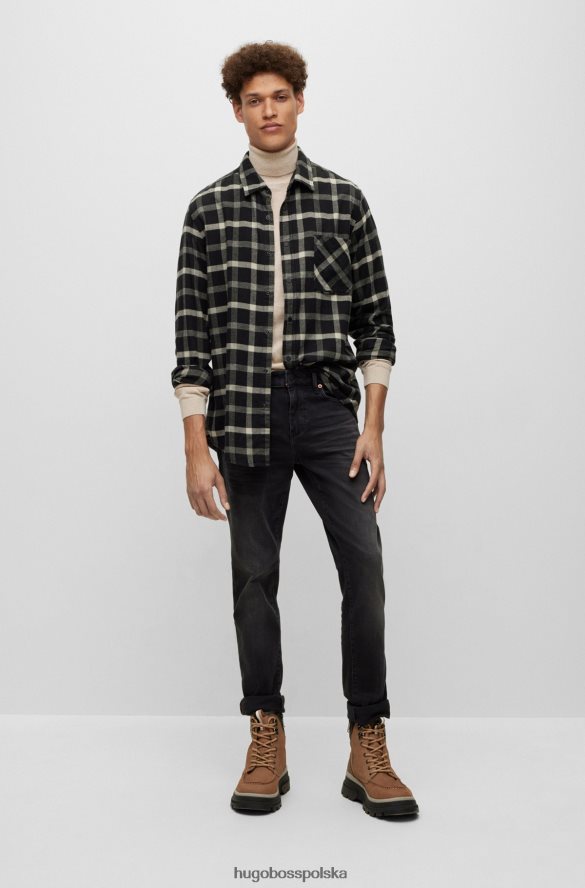 Hugo Boss Koszula hugo o regularnym kroju z czarnej flaneli w kratkę z organicznej bawełny czarny R0X0H61875