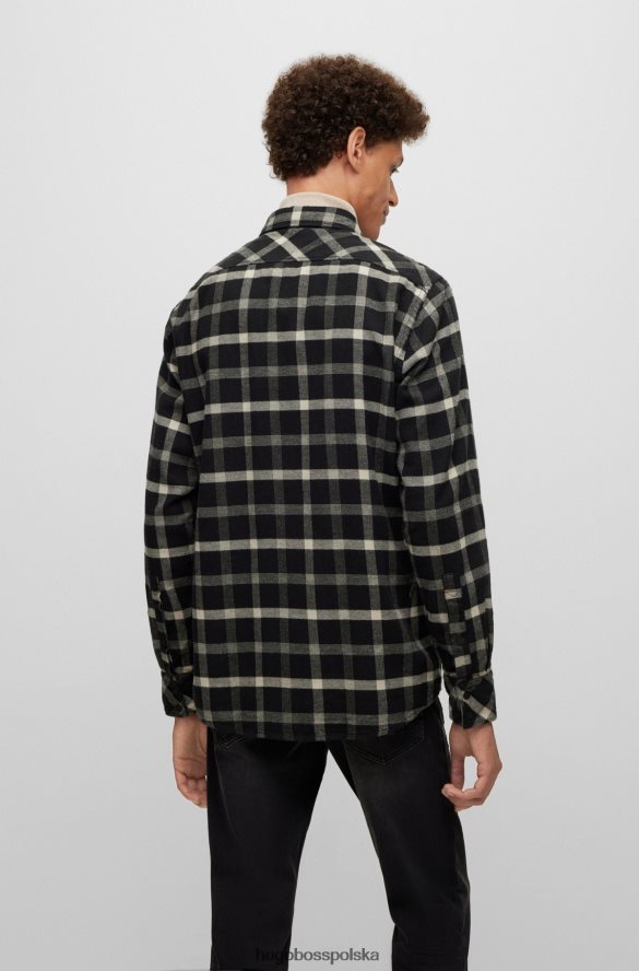Hugo Boss Koszula hugo o regularnym kroju z czarnej flaneli w kratkę z organicznej bawełny czarny R0X0H61875