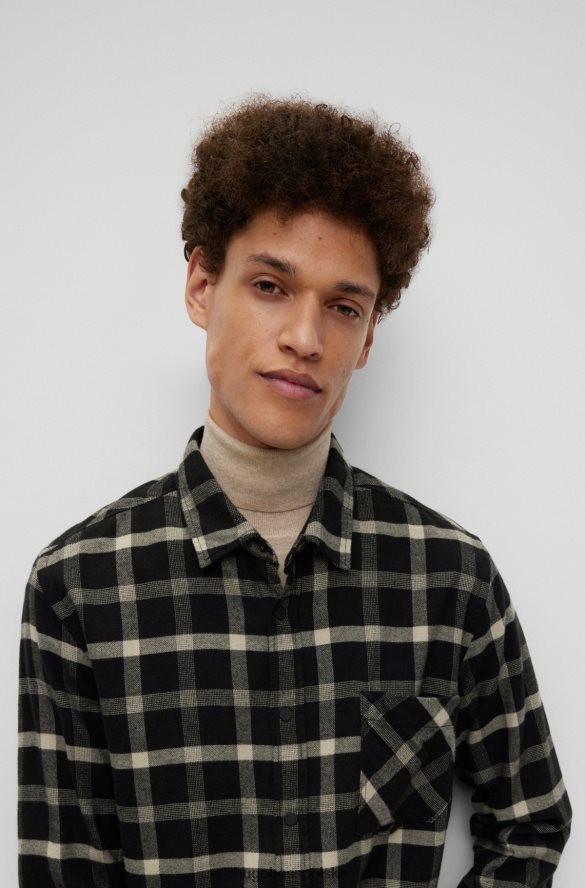 Hugo Boss Koszula hugo o regularnym kroju z czarnej flaneli w kratkę z organicznej bawełny czarny R0X0H61875