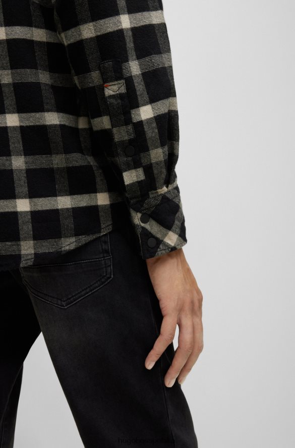Hugo Boss Koszula hugo o regularnym kroju z czarnej flaneli w kratkę z organicznej bawełny czarny R0X0H61875