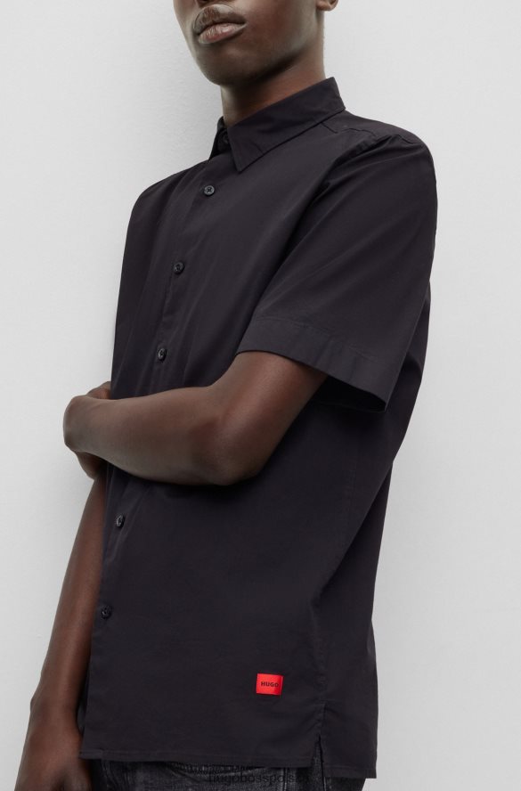 Hugo Boss Koszula hugo o swobodnym kroju z czarnej elastycznej bawełny w kolorze brzoskwiniowym czarny R0X0H64307