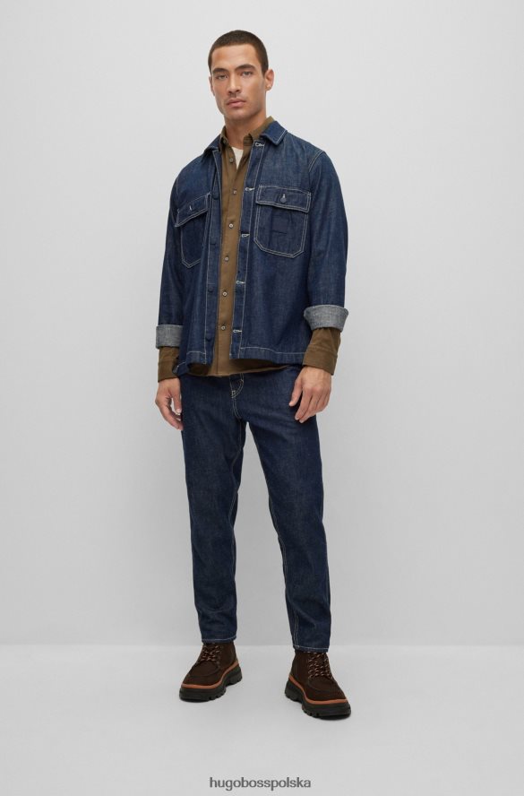 Hugo Boss Koszula hugo slim fit z bawełnianego dżerseju z gumowanymi guzikami w kolorze ciemnozielonym ciemnozielony R0X0H61514