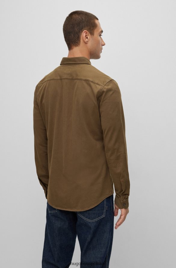 Hugo Boss Koszula hugo slim fit z bawełnianego dżerseju z gumowanymi guzikami w kolorze ciemnozielonym ciemnozielony R0X0H61514