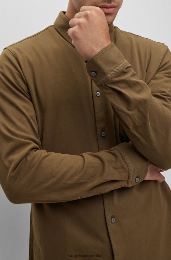 Hugo Boss Koszula hugo slim fit z bawełnianego dżerseju z gumowanymi guzikami w kolorze ciemnozielonym ciemnozielony R0X0H61514