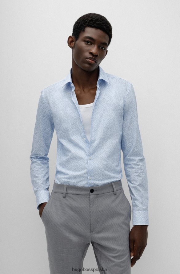 Hugo Boss Koszula hugo slim-fit z bawełnianego płótna z mikrodrukiem w kolorze jasnoniebieskim jasny niebieski R0X0H64048