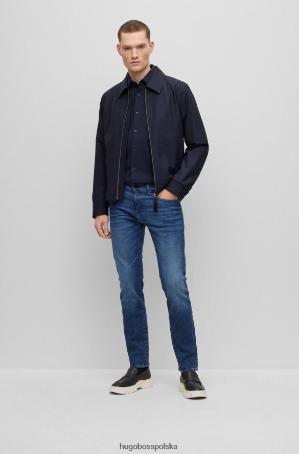 Hugo Boss Koszula hugo slim-fit z ciemnoniebieskiego dżerseju z elastycznej mieszanki bawełny ciemny niebieski R0X0H61913