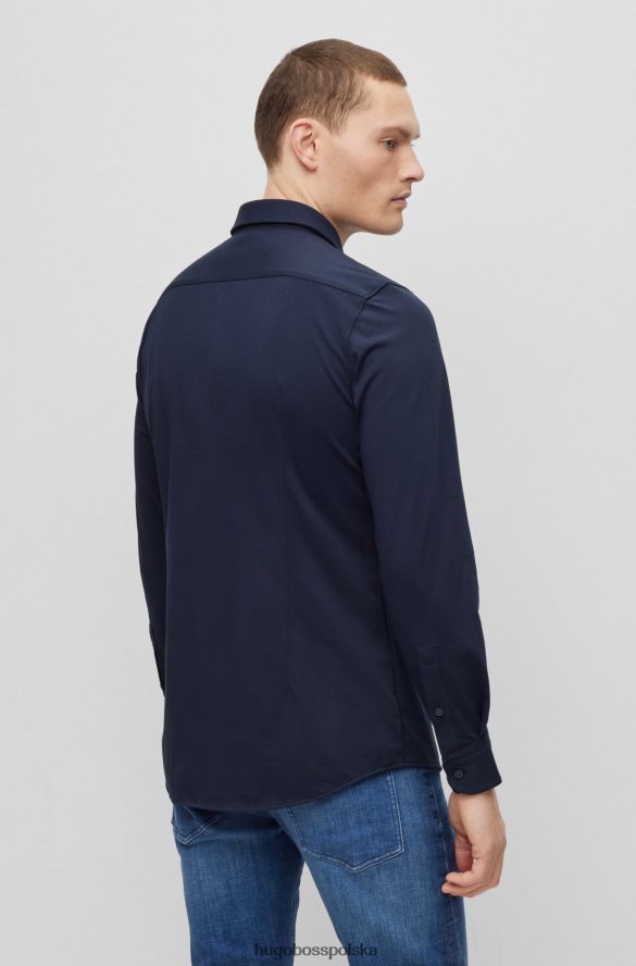Hugo Boss Koszula hugo slim-fit z ciemnoniebieskiego dżerseju z elastycznej mieszanki bawełny ciemny niebieski R0X0H61913