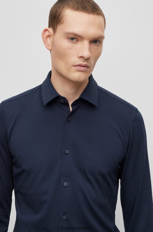 Hugo Boss Koszula hugo slim-fit z ciemnoniebieskiego dżerseju z elastycznej mieszanki bawełny ciemny niebieski R0X0H61913