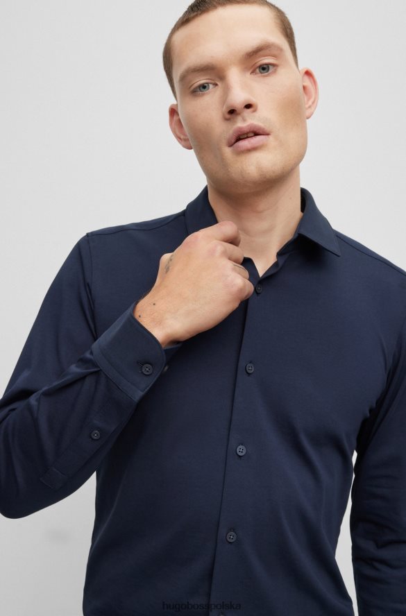 Hugo Boss Koszula hugo slim-fit z ciemnoniebieskiego dżerseju z elastycznej mieszanki bawełny ciemny niebieski R0X0H61913