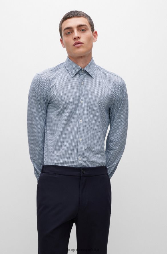 Hugo Boss Koszula hugo slim-fit z drukowanego włoskiego jerseyu ze stretchem w kolorze jasnoniebieskim jasny niebieski R0X0H63749