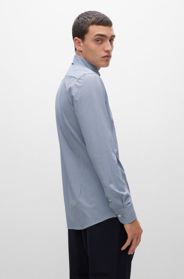 Hugo Boss Koszula hugo slim-fit z drukowanego włoskiego jerseyu ze stretchem w kolorze jasnoniebieskim jasny niebieski R0X0H63749